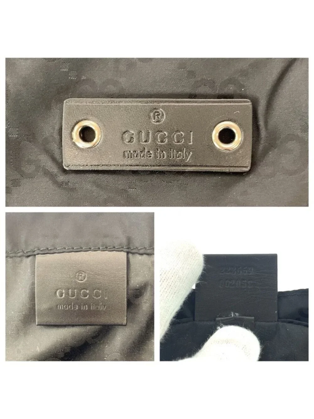 Gucci GG Pattern Teddy Bear Packable Black Nylon Tote